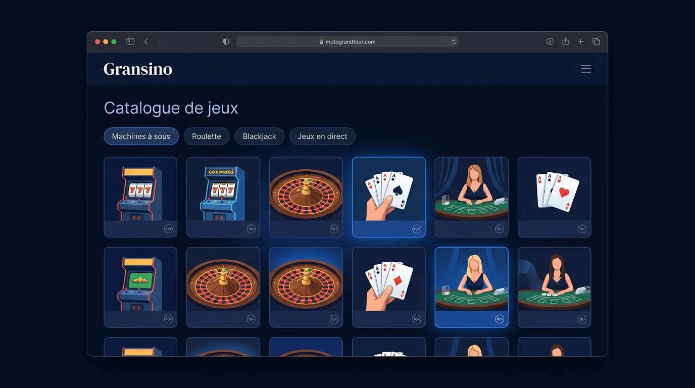 Jeux disponibles sur Gransino casino